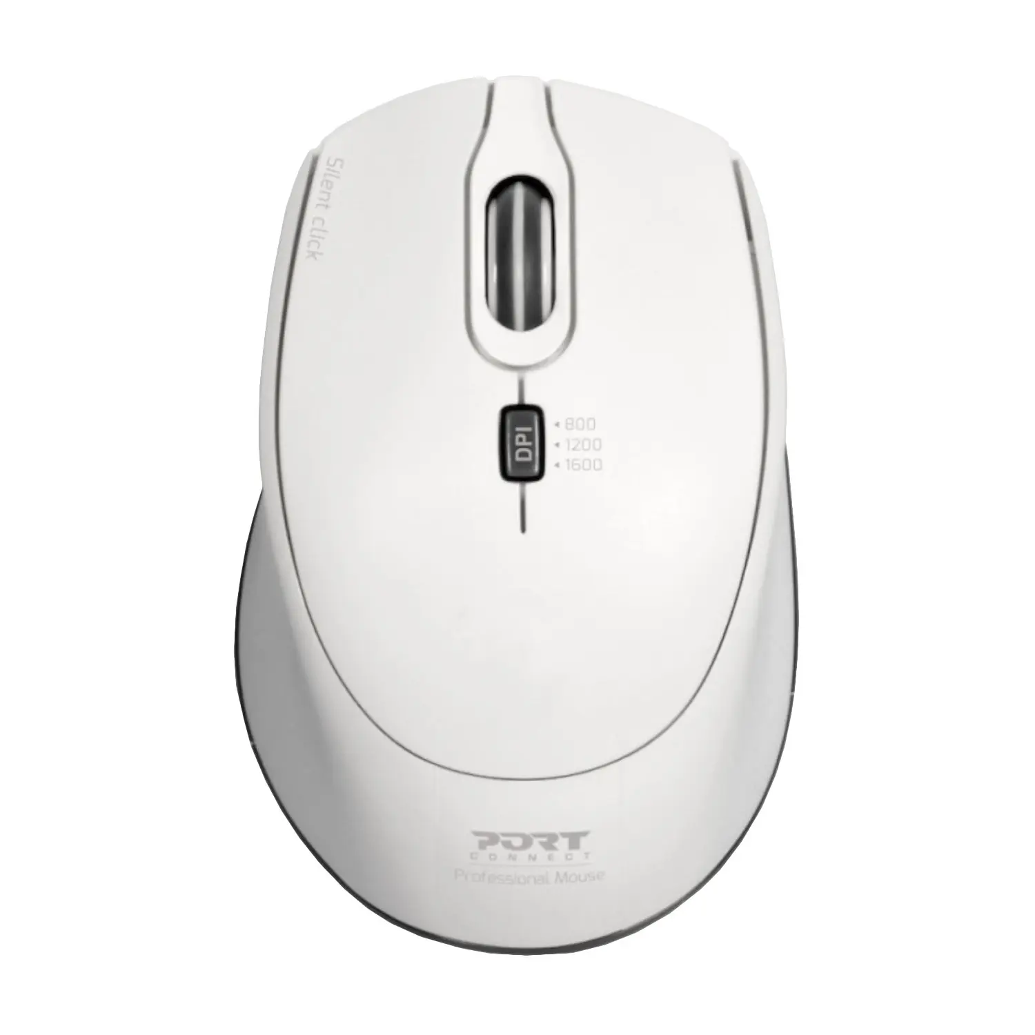Port Connect Silent 1600DPI 3 Button Wireless Mouse - White