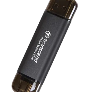TRANSCEND 512 GB ESD310C USB3.2 TYPE A & C (USB 10Gbps) OTG COMPACT PORTABLE SSD - Read 1050MB/s Write 950 MB/s - Black