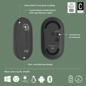 LOGI Pebble Mouse 2 M350s 910-007015