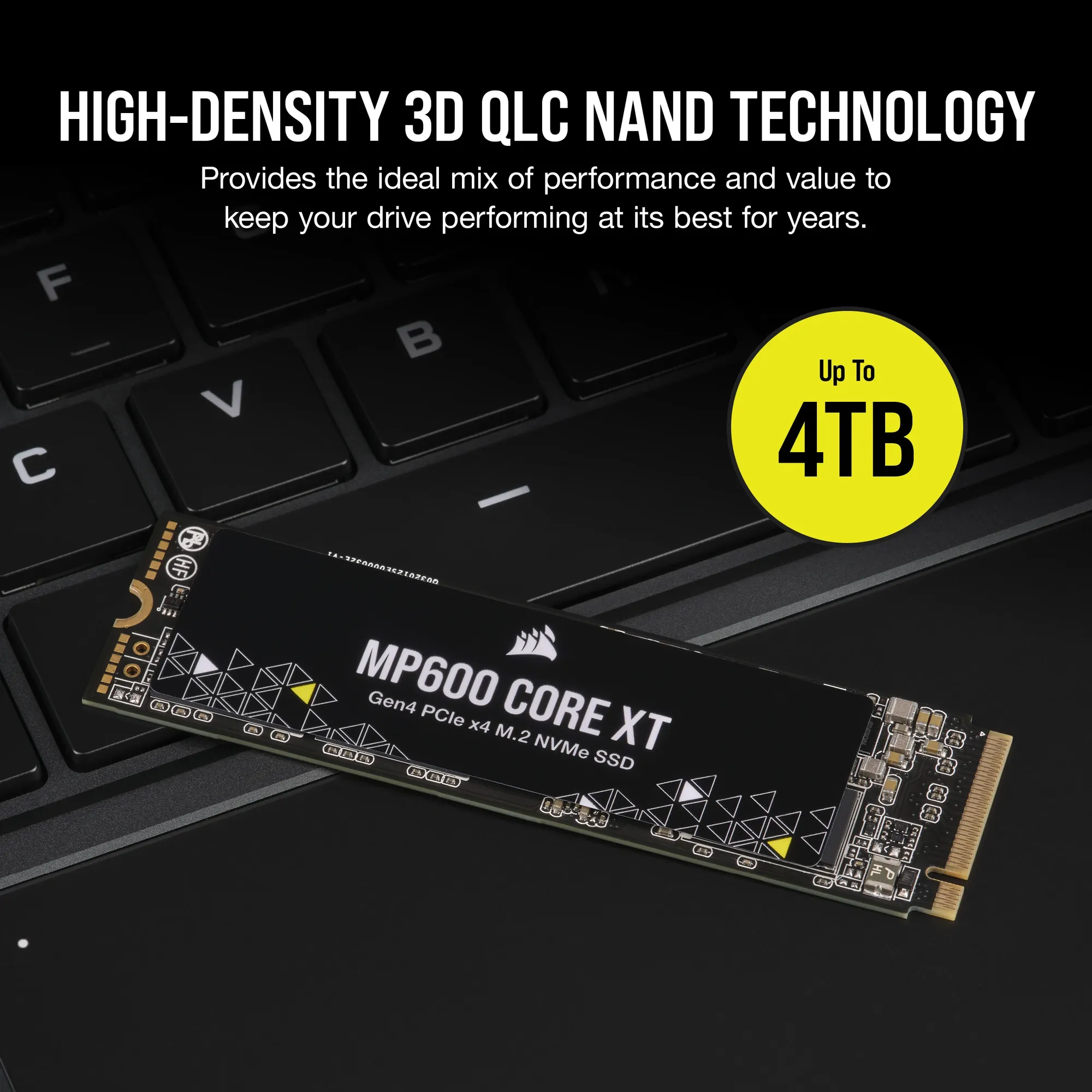 Corsair MP600 CORE XT 1TB NVMe PCIe M.2 SSD; Read Up To 5900MB/s; Write up to 5000MB/s.
