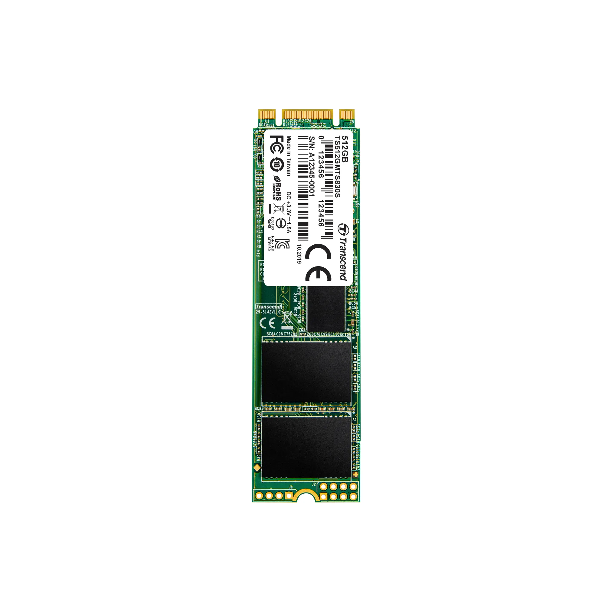 TRANSCEND 512GB MTS830S M.2 SATA3 2280 SSD - 3D NAND