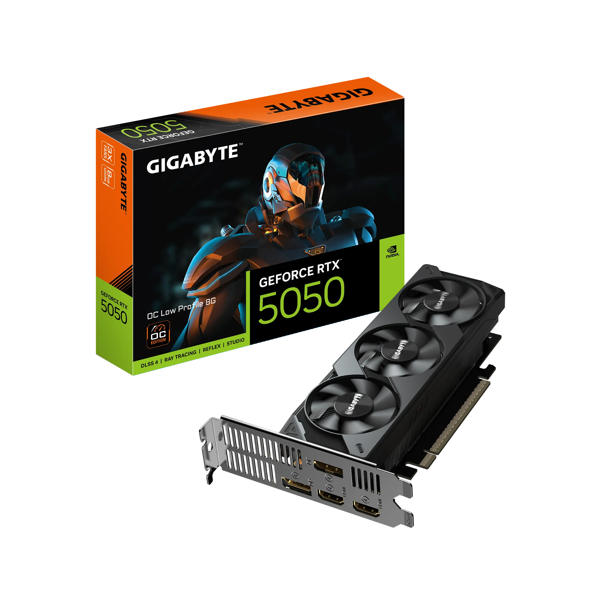 GIGABYTE nVidia GeForce RTX 5050 OC - 8GB GDDR6; 128-Bit Memory Bus; 2x HDMI; 2x DisplayPort. Low Profile