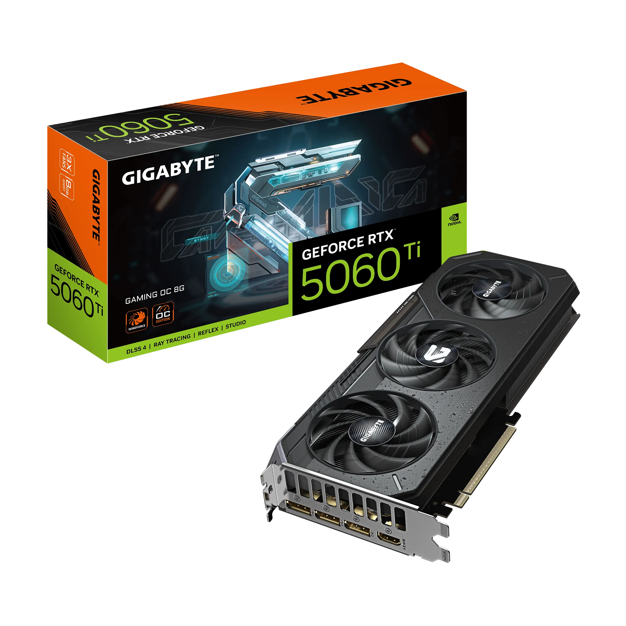 GIGABYTE nVidia GeForce RTX 5060Ti GAMING OC 8GB - 8GB GDDR7; 128-Bit Memory Bus; 1x HDMI; 3x DisplayPort .